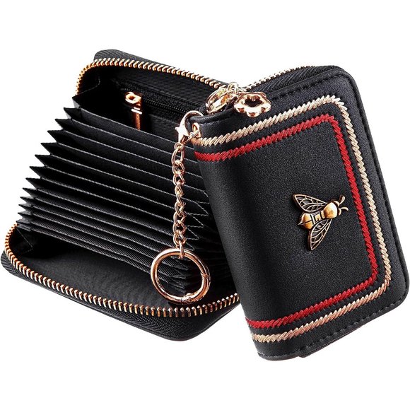 Women Zipper Credit Card Case Holder Key Chain Bee Wallet Coin Pocket - Picture 1 of 7